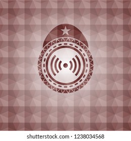 signal icon inside red badge with geometric pattern background. Seamless.