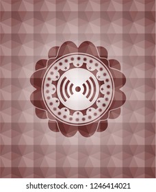signal icon inside red emblem or badge with geometric pattern background. Seamless.