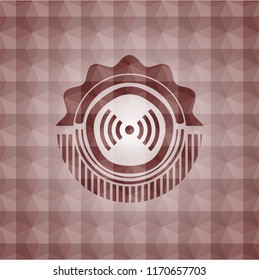 signal icon inside red geometric pattern emblem. Seamless.