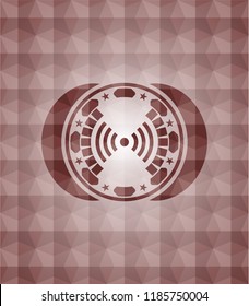 signal icon inside red geometric emblem. Seamless.