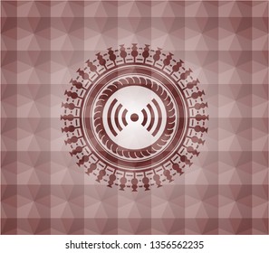 signal icon inside red geometric emblem. Seamless.