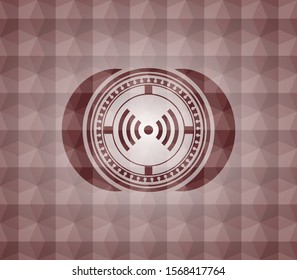 signal icon inside red geometric pattern emblem. Seamless.