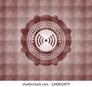 signal icon inside red seamless geometric badge.