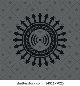 signal icon inside retro style black emblem