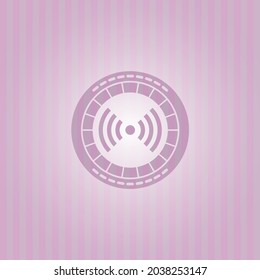 signal icon inside retro style pink emblem. Amazing desing. 