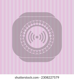 signal icon inside retro style pink emblem. Amazing desing. 
