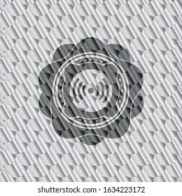 signal icon inside silver color emblem. Scales pattern. Vector Illustration. Detailed.