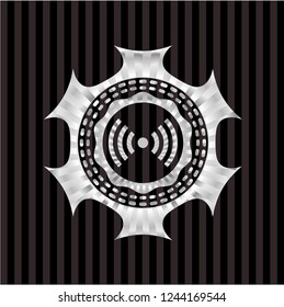 signal icon inside silver emblem or badge