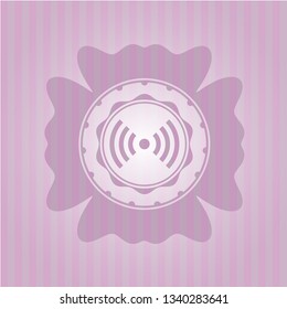signal icon inside vintage pink emblem