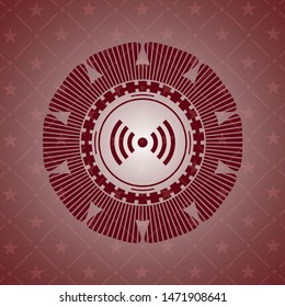 signal icon inside vintage red emblem