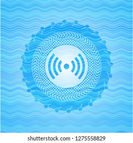 signal icon inside water style badge.