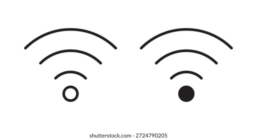 Icono de señal en diseño de línea y colores sólidos en blanco y negro para diseños