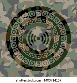 signal icon on camo texture