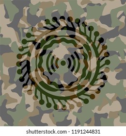 signal icon on camouflage texture