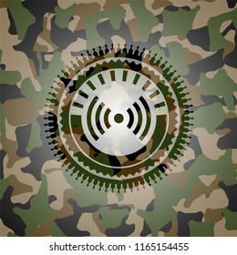 signal icon on camouflaged pattern