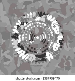 signal icon on grey camo pattern