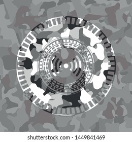 signal icon on grey camouflage pattern