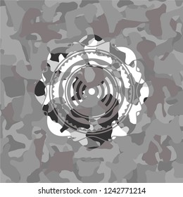 signal icon on grey camouflaged pattern