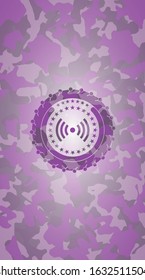 signal icon on pink and purple camouflage pattern