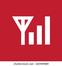 Signal icon on red background