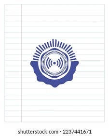 efecto de lápiz de icono de señal. Tinta azul. Ilustración vectorial. Detallado. 