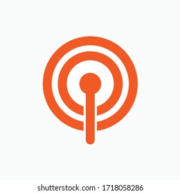 Signal Icon. Presented in Orange Line Art Style.