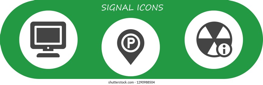  signal icon set. 3 filled signal icons. Simple modern icons about  - Tv, Parking sign, Alert