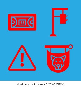 signal icon set about sign, warning sign, traffic light and vhs vector set