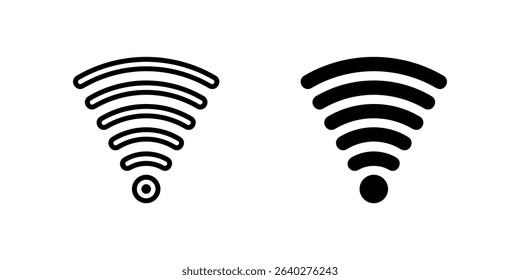 Signal Icon Set. A black icon of signal bars, representing connectivity strength.