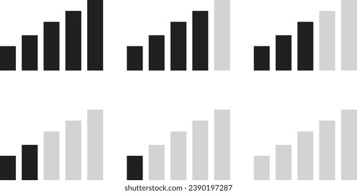 Signal icon set from strong to weak isolated on white background