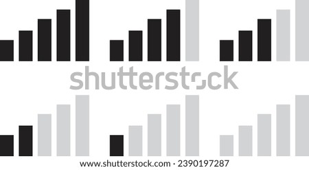 Signal icon set from strong to weak isolated on white background
