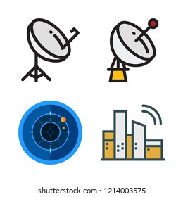 signal icon set. vector set about radar, wifi and satellite dish icons set.