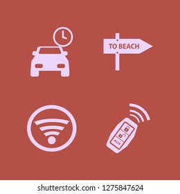 signal icon set. signal vector with beach direction, wi fi and car key signal icons illustration