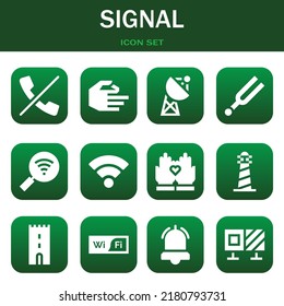 signal icon set. Vector  illustrations related with No calls, Hand and Satellite