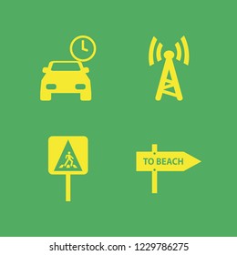 signal icon. signal vector icons set wi fi, parking time, pedestrian sign and beach direction