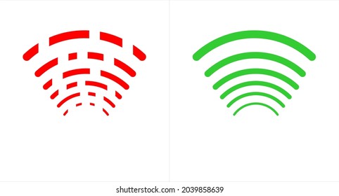 Signal Icon Vector. Red Weak And Strong Green Mobile Phone Signal Icon Symbol Illustration