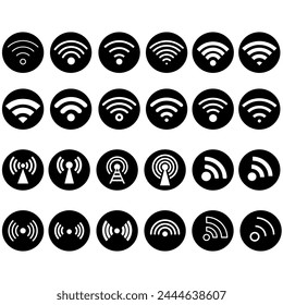 Signal icon vector set. wifi illustration sign collection. antenna and satellite signal symbols. Wireless logo.