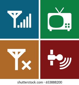 Signal icons set. set of 4 signal filled icons such as
