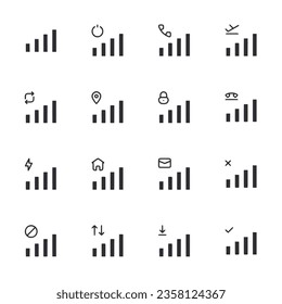 signal icons set isolated on white background vector illustration