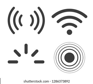 Signal Icons Vector Set Iradio Signals Waves. Radar, Wifi, Antenna