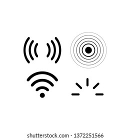 Signal icons vector set iradio signals waves. Radar, wifi, antenna