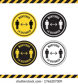 Signal to inform about the distance between people as a preventive measure for the coronavirus pandemic. The arrow indicates the safety distance between two people. Vector illustration.