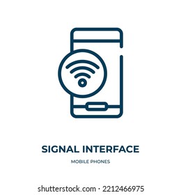 Signal interface symbol icon. Linear vector illustration from mobile phones collection. Outline signal interface symbol icon vector. Thin line symbol for use on web and mobile apps, logo, print media.