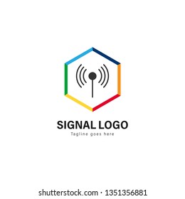 Signal logo template design. Signal logo with modern frame isolated on white background