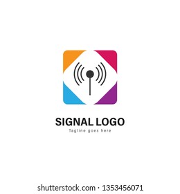 Signal logo template design. Signal logo with modern frame isolated on white background