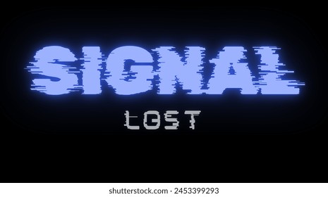 Signal Lost Vorlage Vektorgrafik mit blauem Glow Neon Text und schwarzem Hintergrund