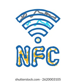 Señal NFC tecnología Doodle icono bosquejo Vector. señal NFC tecnología signo. ilustración de símbolo aislado
