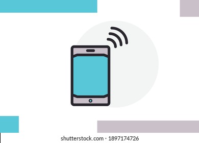 Signal on the phone icon filled line color concept related phone and communication elements.