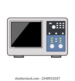 sinal oscilógrafo cartoon. frequência de medição, corrente de amplitude, sinal oscilógrafo de sinal de exibição eletrônica. símbolo isolado ilustração vetorial