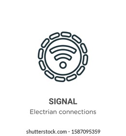 Signal outline vector icon. Thin line black signal icon, flat vector simple element illustration from editable electrian connections concept isolated on white background